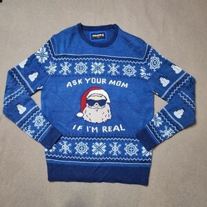 Ugly Christmas Sweater - Amnesia Santa  Mens Ask Your Mom If I'm Real Comedy